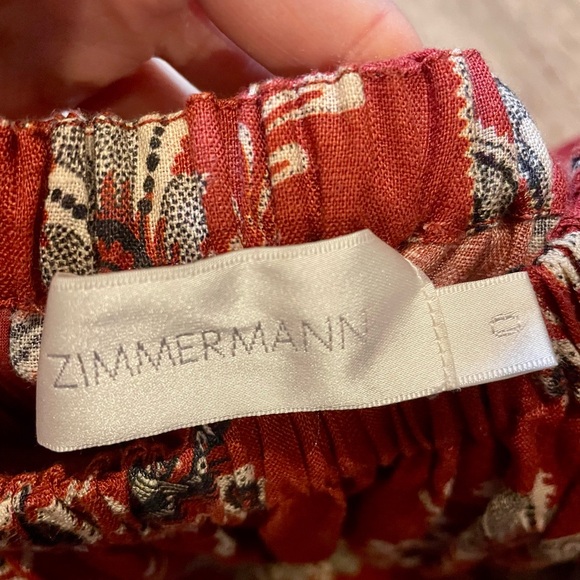 Zimmermann Juno Off-The-Shoulder Floral Print Linen Mini Dress size 0 - Picture 10 of 12
